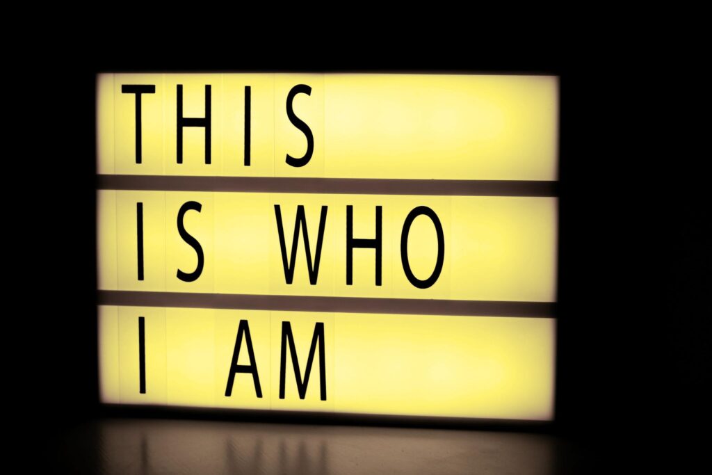 Photo of blocks that say "this is who I am"